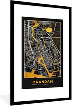 Cadre photo avec affiche - Carte - Zaandam - Or - Zwart - 80x120 cm - Cadre pour affiche - Plan de la ville