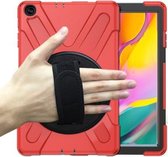 Voor Samsung Galaxy Tab A 10.1 (2019) T515 / T510 Schokbestendig Kleurrijk Siliconen + PC Beschermhoes met Houder & Schouderriem & Handriem (Rood)