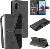 Voor Xiaomi Redmi Note 10 5G Stiksels Kalfsstructuur Horizontale Flip Leren Case met Houder & Kaartsleuven & Portemonnee (Grijs)