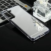 Voor Samsung Galaxy S21 + 5G TPU + Acryl Luxe Plating Spiegel Telefoon Case Cover (Zilver)