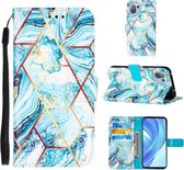 Voor Xiaomi Mi 11 Lite Marmerstiksel Horizontale Flip PU-lederen tas met houder & kaartsleuven & portemonnee & lanyard (blauw)