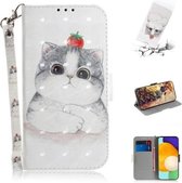 Voor Samsung Galaxy A52 5G / 4G 3D Geschilderd Patroon Magnetische Aantrekkelijkheid Horizontale Flip Leren Case met Houder & Kaartsleuf & Portemonnee & Lanyard (Leuke Kat)