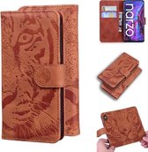 Voor OPPO Realme V5 5G Tiger Embossing Pattern Horizontale Flip lederen tas met houder & kaartsleuven & portemonnee (bruin)