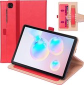 Voor Samsung Galaxy Tab S6 Lite 10.4 P610 Business Retro PU horizontale flip lederen tas met houder & kaartsleuven & draagriem (rood)
