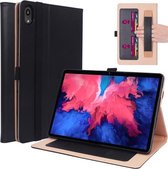 Voor Lenovo Tab P11 (Tab-J606F) Zakelijke retro PU horizontale flip lederen tas met houder & kaartsleuven en draagriem (zwart)