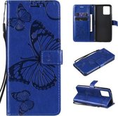 Voor OPPO Realme 8 Pro / Realme 8 Pressed Printing Butterfly Pattern Horizontale Flip PU lederen tas met houder & kaartsleuven & portemonnee & lanyard (blauw)