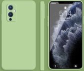 Voor OnePlus 9 effen kleur imitatie vloeibare siliconen rechte rand valbestendige volledige dekking beschermhoes (matcha groen)