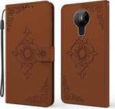 Voor Nokia 6.2 / 7.2 Reliëf Fortune Bloempatroon Horizontale Flip Leren Case met Houder & Kaartsleuf & Portemonnee & Lanyard (Bruin)