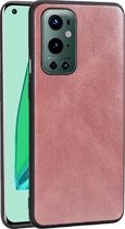 Voor OnePlus 9 Pro Crazy Horse getextureerd kalfsleer PU + PC + TPU-hoesje (roségoud)