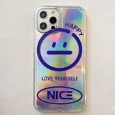 Schokbestendig Side Painting Expression Pattern Laser TPU beschermhoes voor iPhone 12 Pro (blauw)