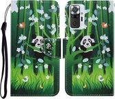 Voor Xiaomi Redmi Note 10 Pro Gekleurde Tekening Patroon Horizontale Flip PU Lederen Case met Houder & Kaartsleuven & Portemonnee & Lanyard (Panda)