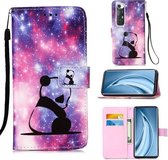 Voor xiaomi mi 10 s gekleurde tekening patroon platbinding horizontale flip lederen tas met houder & kaartsleuf & portemonnee & lanyard (baby panda)