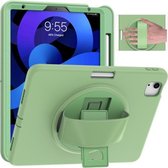360 graden rotatie PC + TPU beschermhoes met houder & polsband & penhouder voor iPad Air (2020) 10.9 (groen)