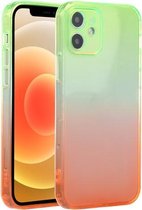 Rechte rand kleurverloop TPU beschermhoes voor iPhone 12 (groen oranje)