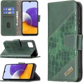 Voor Samsung Galaxy A22 5G Bijpassende Kleur Krokodil Textuur Horizontale Flip PU Lederen Case met Portemonnee & Houder & Kaartsleuven (Groen)