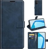 Voor OnePlus 9R Retro Kalfspatroon Gesp Horizontaal Leren Flip Hoesje met Houder & Kaartsleuven & Portemonnee (Blauw)