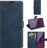 Voor Wiko Power U20 Retro Kalfspatroon Gesp Horizontale Flip Leren Case met Houder & Kaartsleuven & Portemonnee (Blauw)