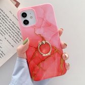 Golden Powder Dream Color Marble Pattern TPU beschermhoes met ringstandaard voor iPhone 12 mini (rood)