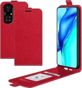 Voor Huawei P50 Pro R64 Textuur Enkele Verticale Flip lederen beschermhoes met kaartsleuven en fotolijst (rood)