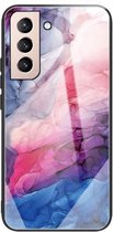 Voor Samsung Galaxy S21 5G Abstract Marble Pattern Glass beschermhoes (abstract rood)