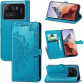 Voor Xiaomi Mi 11 Ultra Mandala reliëfpatroon horizontaal flip lederen tas met houder & kaartsleuven & portemonnee & lanyard (blauw)