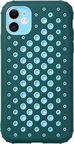 Candy Color Mesh-warmteafvoer TPU-beschermhoes voor iPhone 12 (donkergroen)