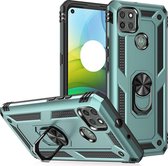 Motorola Moto G9 Power Hoesje - Mobigear - Armor Ring Serie - Hard Kunststof Backcover - Groen - Hoesje Geschikt Voor Motorola Moto G9 Power