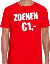 Fun t-shirt - zoenen 1 euro - rood - heren - Feest outfit / kleding / shirt L