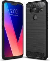 LG V40 ThinQ Hoesje - Mobigear - Brushed Slim Serie - TPU Backcover - Zwart - Hoesje Geschikt Voor LG V40 ThinQ