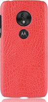 Motorola Moto G7 Play Hoesje - Mobigear - Croco Serie - Hard Kunststof Backcover - Rood - Hoesje Geschikt Voor Motorola Moto G7 Play