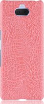 Sony Xperia 10 Hoesje - Mobigear - Croco Serie - Hard Kunststof Backcover - Roze - Hoesje Geschikt Voor Sony Xperia 10