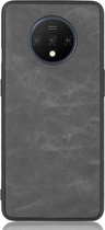 OnePlus 7T Hoesje - Mobigear - Lederlook Serie - Hard Kunststof Backcover - Zwart - Hoesje Geschikt Voor OnePlus 7T