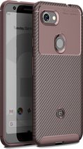 Google Pixel 3a Hoesje - Mobigear - Racing Serie - TPU Backcover - Bruin - Hoesje Geschikt Voor Google Pixel 3a