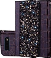Samsung Galaxy S10+ Hoesje - Mobigear - Croco Glitter Serie - Kunstlederen Bookcase - Zwart - Hoesje Geschikt Voor Samsung Galaxy S10+