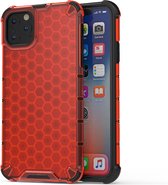 Apple iPhone 11 Pro Max Hoesje - Mobigear - Honeycomb Serie - Hard Kunststof Backcover - Rood - Hoesje Geschikt Voor Apple iPhone 11 Pro Max