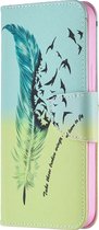 Apple iPhone 12 Pro Max Hoesje - Mobigear - Design Serie - Kunstlederen Bookcase - Feather - Hoesje Geschikt Voor Apple iPhone 12 Pro Max