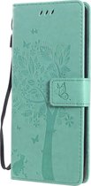 Sony Xperia 10 II Hoesje - Mobigear - Tree Serie - Kunstlederen Bookcase - Turquoise - Hoesje Geschikt Voor Sony Xperia 10 II