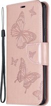 Mobigear Butterfly Telefoonhoesje geschikt voor Samsung Galaxy A20s Hoesje Bookcase Portemonnee - Roségoud