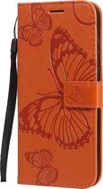 Motorola Moto E6s (2020) Hoesje - Mobigear - Butterfly Serie - Kunstlederen Bookcase - Oranje - Hoesje Geschikt Voor Motorola Moto E6s (2020)