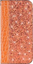 Huawei P Smart Z Hoesje - Mobigear - Croco Glitter Serie - Kunstlederen Bookcase - Oranje - Hoesje Geschikt Voor Huawei P Smart Z