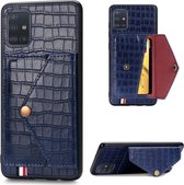 Samsung Galaxy A71 Hoesje - Mobigear - Croco Wallet Serie - Kunstlederen Backcover - Blauw - Hoesje Geschikt Voor Samsung Galaxy A71