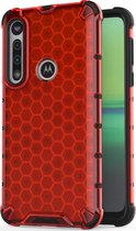 Motorola Moto G8 Plus Hoesje - Mobigear - Honeycomb Serie - Hard Kunststof Backcover - Rood - Hoesje Geschikt Voor Motorola Moto G8 Plus