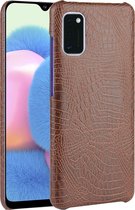 Samsung Galaxy A41 Hoesje - Mobigear - Croco Serie - Hard Kunststof Backcover - Bruin - Hoesje Geschikt Voor Samsung Galaxy A41