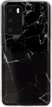 Mobigear Hoesje geschikt voor Huawei P40 Telefoonhoesje Flexibel TPU | Mobigear Marble Backcover | P40 Case | Back Cover - Zwart