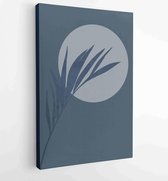 Palm leaves wall art vector set. Earth tone boho foliage line art drawing with abstract shape. 4 - Moderne schilderijen – Vertical – 1870932079 - 50*40 Vertical