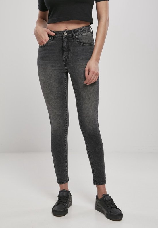 Urban Classics - High Waist Skinny jeans - 29/32 inch - Zwart