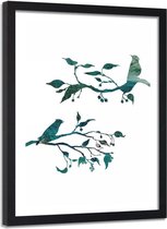 Foto in frame , Vogels op takjes , 80x120cm , Multikleur , Premium print