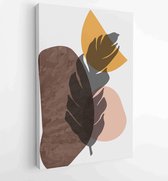 Botanical wall art vector background set. Foliage line art drawing with watercolor 2 - Moderne schilderijen – Vertical – 1904693065 - 50*40 Vertical
