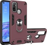 Oppo A53s Hoesje - Mobigear - Armor Ring Serie - Hard Kunststof Backcover - Bordeaux Rood - Hoesje Geschikt Voor Oppo A53s