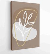 Botanical wall art vector set. Foliage line art drawing with abstract shape. 4 - Moderne schilderijen – Vertical – 1861710925 - 80*60 Vertical